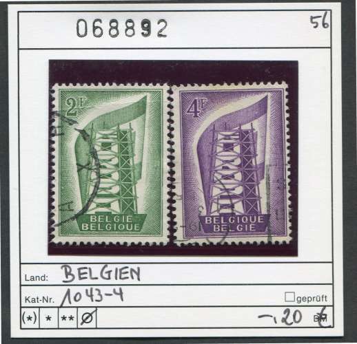 Belgique 1956 - Michel 1043-1044 -  COB 994-995  -  oo oblit.