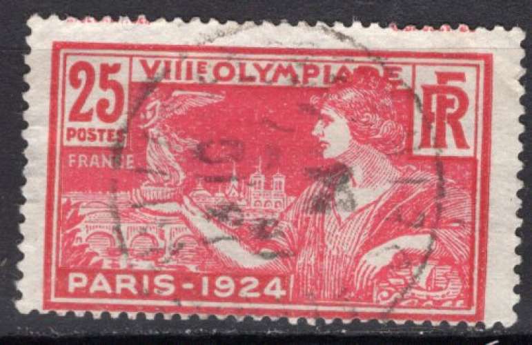 FRANCE 1924 JEUX OLYMPIQUES DE PARIS 25 CT ROUGE OBLITERE