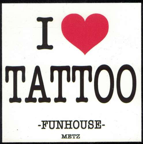 Autocollant carré I Love Tattoo Funhouse Metz