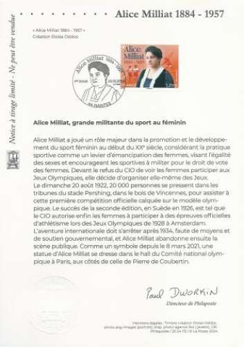 Notice philatélique à tirage limité N°5773 Alice Milliat