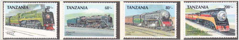 TANZANIE - 1989 - Train - Yvert 464 / 467 + BF 80 neuf **