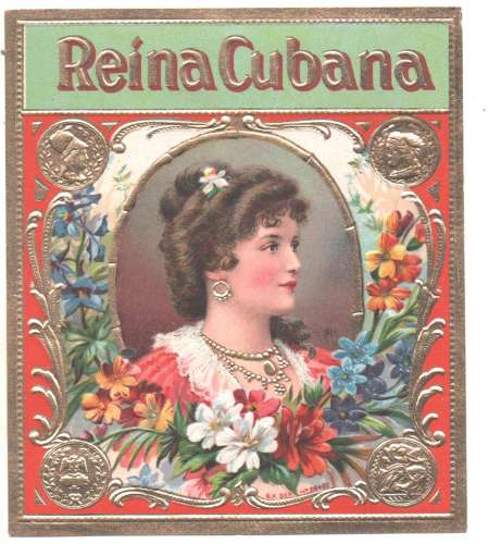 Etiquette pour boîte de cigares Reina Cubana