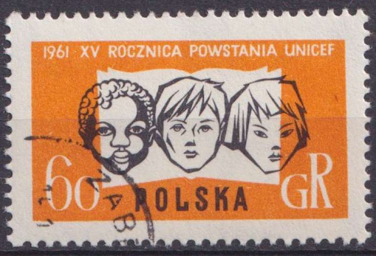 Pologne 1961 Y&T 1136 oblitéré  - Anniversaire de l'Unicef 