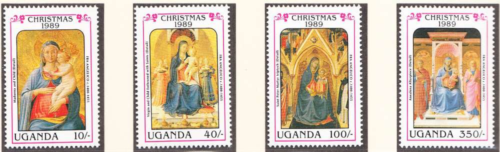 OUGANDA - 1989 - Noël - Yvert 624 / 627 + BF 101 - Neufs **