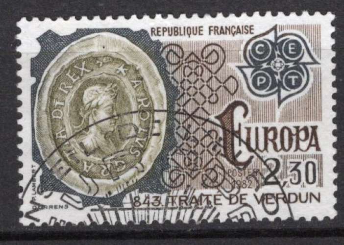 FRANCE  1982  EUROPA  FAITS HISTORIQUES TRAITE DE VERDUN  OBLITERE