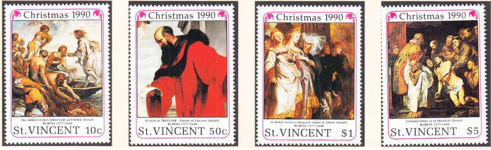 SAINT VINCENT - 1990 - Noël - Yvert 1230J / 1230M + BF71C neufs **