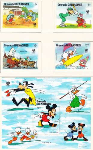 GRENADINES - 1988 - Disney - Yvert 818 / 821 + BF 143 Neufs **