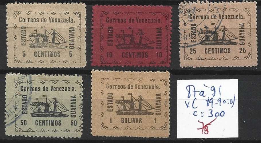 VENEZUELA 87 à 91 * ( 89-90 oblitérés ) côte 300 €