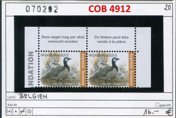 Belgique 2020 - Michel ? -  COB 4912 - ** mnh neuf -