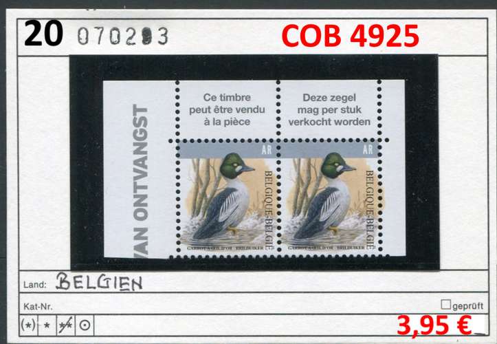 Belgique 2020 - Michel ? -  COB 4925 - ** mnh neuf -