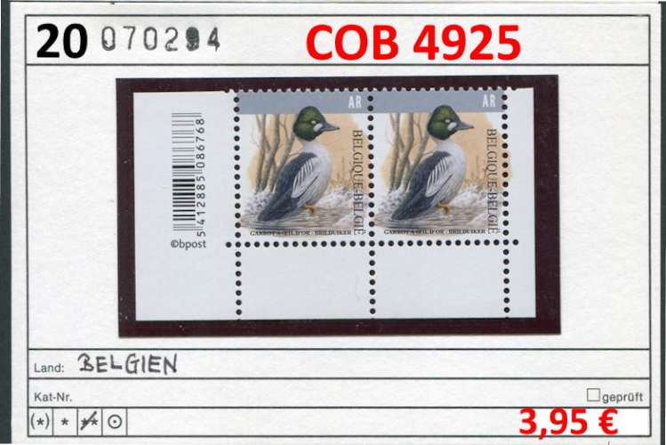 Belgique 2020 - Michel ? -  COB 4925 - ** mnh neuf -