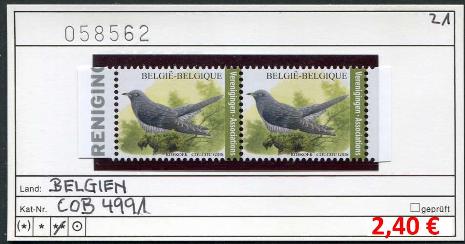 Belgique 2021 - Michel ? -  COB 4991 - ** mnh neuf -