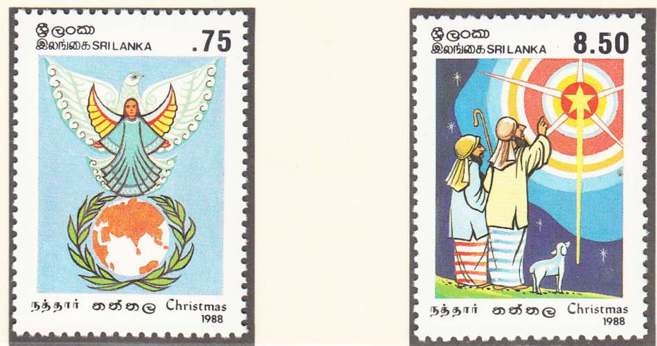 SRI LANKA 1988 - Noël - Yvert 854 / 855 + BF 37 Neufs **