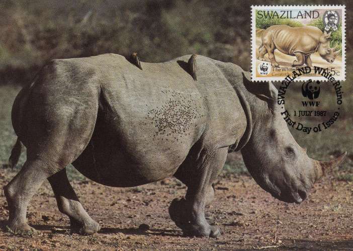 Swaziland 1987  Y&T  525/28  rhinocéros sur 4 CM