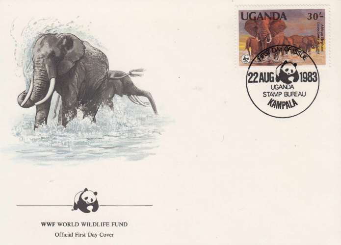 Ouganda 1983  Y&T  316/19  éléphants  sur 4 FDC