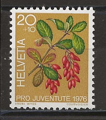 SUISSE ANNEE 1976 Y.T N°1013 NEUF** FLEURS 