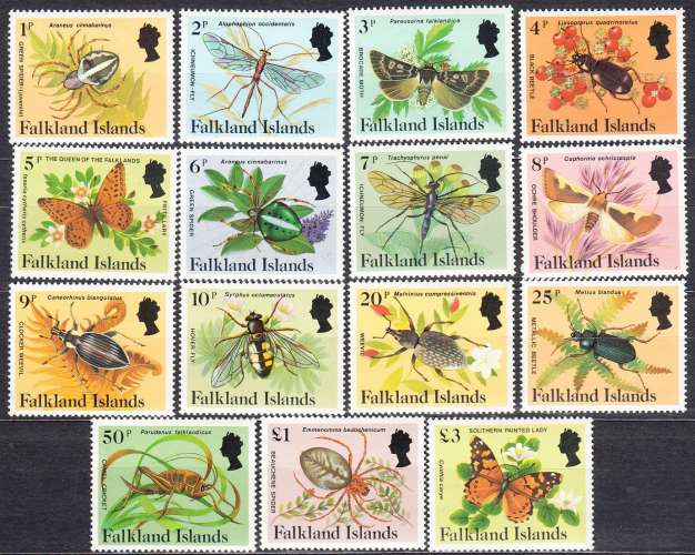 FALKLAND - 1984 - Insectes - Yvert 403 / 417 Neufs **