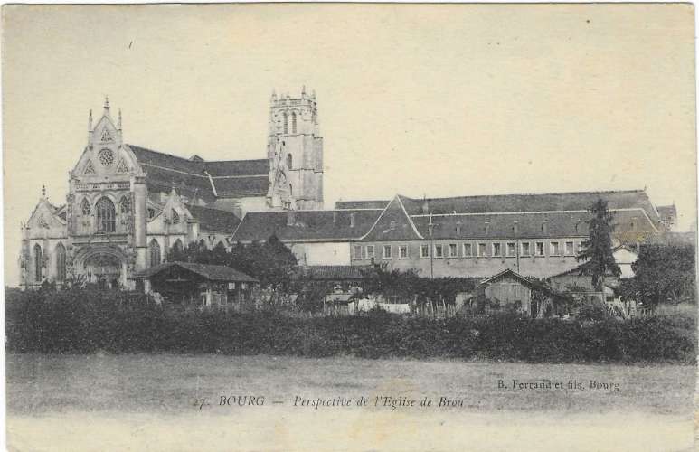 CPA - AIN - BOURG, Perspective de l'Eglise de Brou