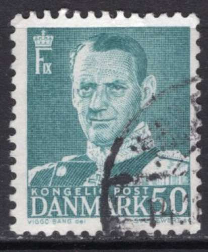 DANEMARK  1948  LE ROI FREDIRIC IX  50 BLEU VERT OBLITERE