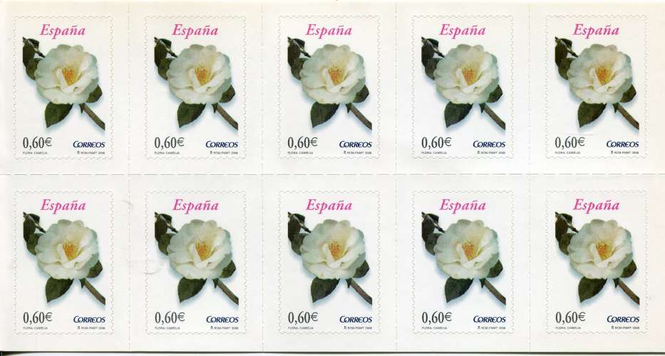 Espagne - 2008 - YT 4013 - Carnet adhésif Flora:  Camelia - **