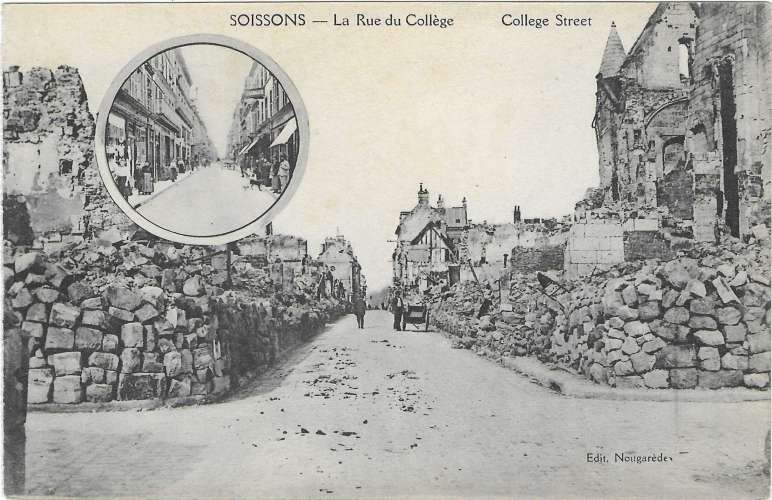 CPA - AISNE - SOISSONS, La Rue du Collège