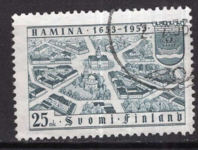 FINLANDE 1953 TRICENTENAIRE DE LA VILLE D'HAMINA OBLITERE