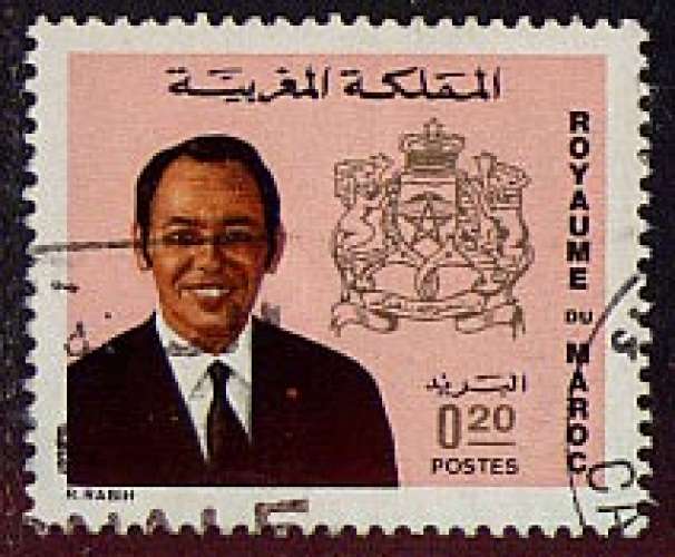 Timbre oblitéré n° 660(Yvert) Maroc 1973 - Roi Hassan II