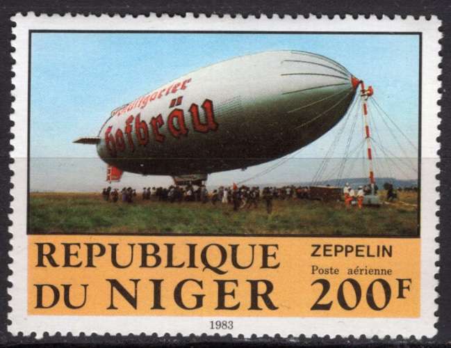 NIGER 2000 BALLON DIRIGEABLE ZEPPELIN OBLITERE