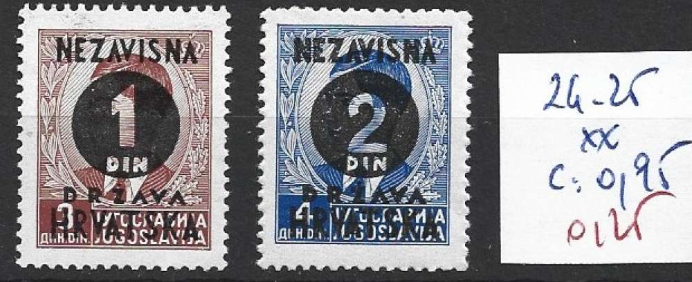 CROATIE 24-25 ** côte 0.95 €