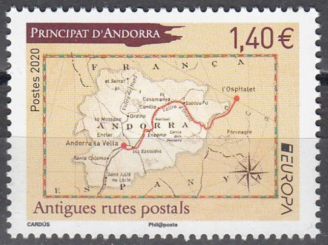 Andorre Français 2020 Europa CEPT Anciennes routes postales Neuf **