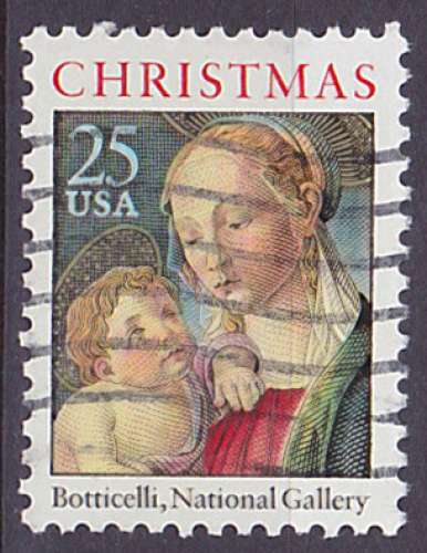 Timbre oblitéré n° 1837(Yvert) États-Unis 1988 - Noël, Botticelli