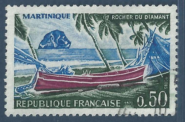 YT 1644 - Martinique - rocher du diamant - barque de pêcheur - filet