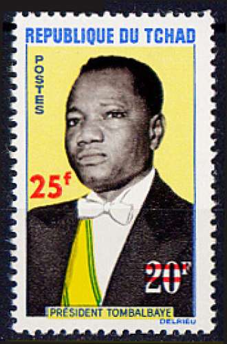 Timbre neuf ** n° 126(Yvert) Tchad 1966 - Président Tombalbaye surchargé