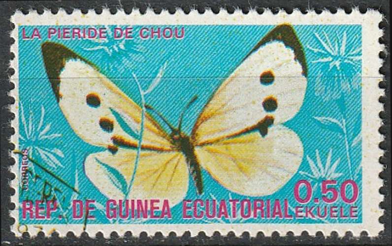 Timbre oblitéré n° 745(Michel) Guinée Equatoriale 1975 - Papillon