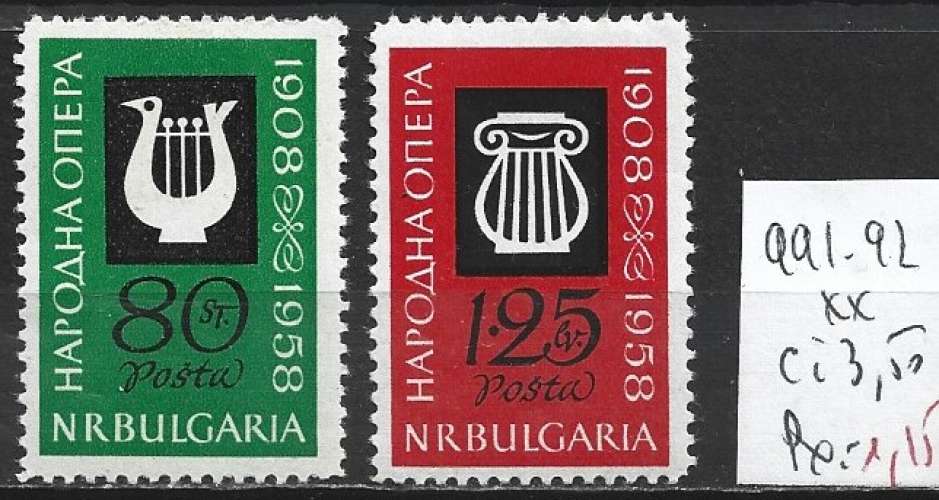 BULGARIE 991-992 ** côte 3.50 €