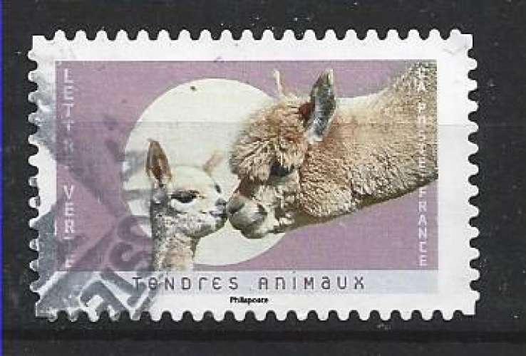 2023 FRANCE Adhésif 2250 oblitéré, cachet rond, tendres animaux, alpaga