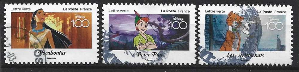 2023 FRANCE Adhésif 2320+ 2323+ 2329 oblitérés, cachet rond, Disney