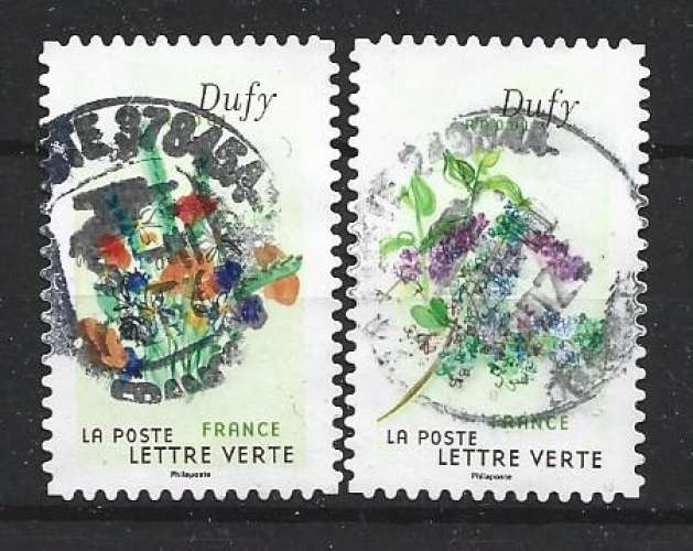 2024 FRANCE Adhésif 2424+ 2427 oblitérés, cachet rond, Dufy, fleurs