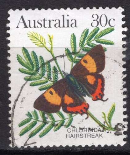 AUSTRALIE 1983 INSECTES LE PAPILLON PSEUDOMENUS  OBLITERE