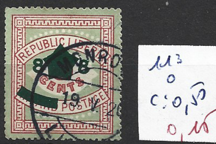 LIBERIA 113 oblitéré côte 0.50 €