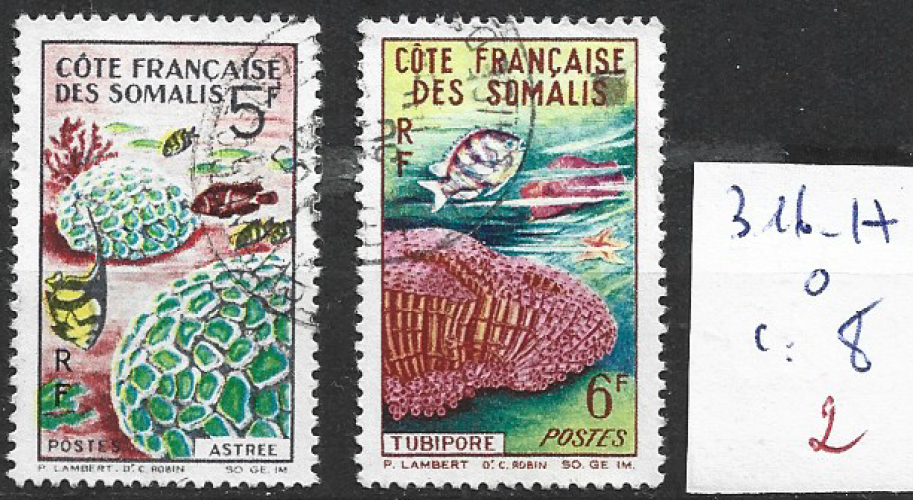 CÔTE FRANCAISE DES SOMALIS 316-317 oblitérés côte 8 €