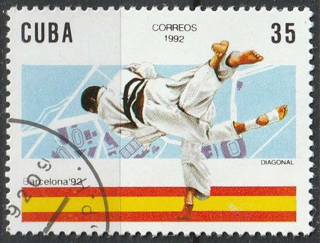 Timbre oblitéré n° 3184(Yvert) Cuba 1992 - JO Barcelone, judo