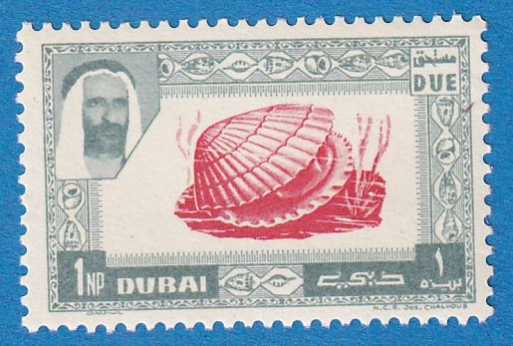 Dubai 1963  Timbre taxe.Vie marine. Cardium edule. C4