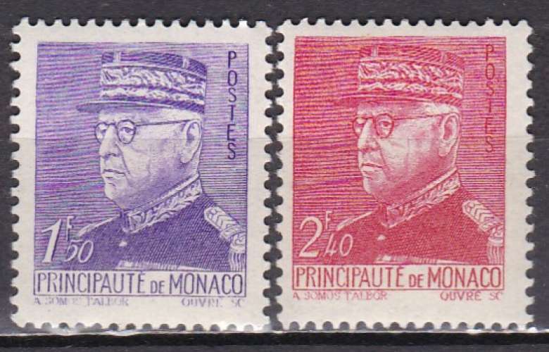 MONACO N° 230/1 de 1941 neufs** 