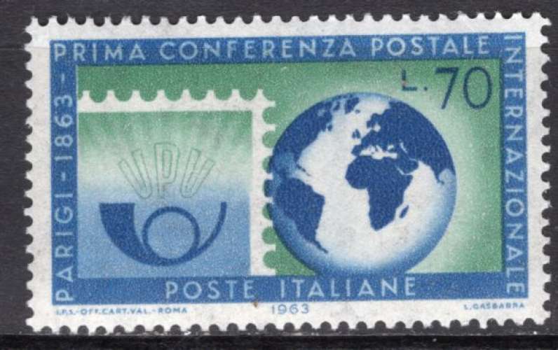 ITALIE 1963 ANNIVERSAIRE DE LA CONFERENCE POSTALE DE PARIS   NEUF**