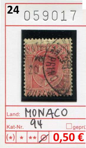 Monaco 1924 - Yvert 94  Michel 94 - oo oblit. - 