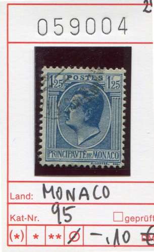 Monaco 1924 - Yvert 98  Michel 95 - oo oblit. - 