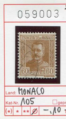 Monaco 1925 - Yvert 88  Michel 105 - oo oblit. - 