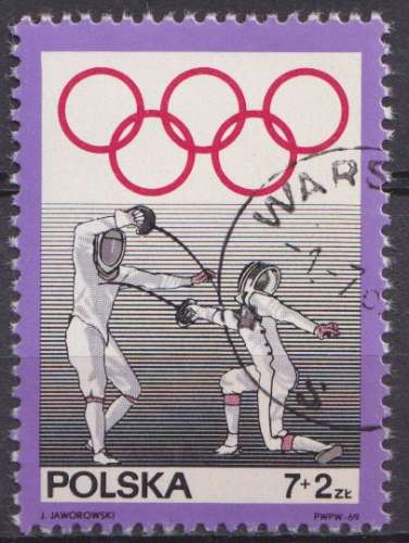 Pologne 1969 Y&T 1765 oblitéré - Comité olympique - Escrime 