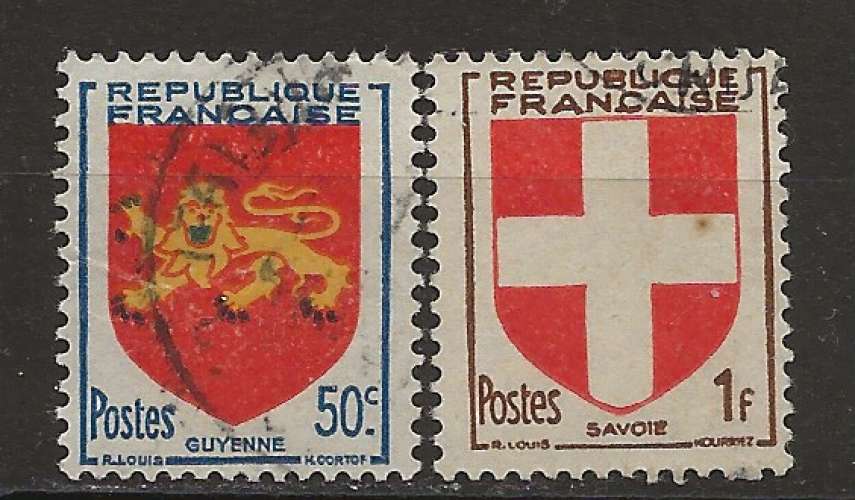 FRANCE   ANNEE  1949 Y.T N°835-836  OBLI 